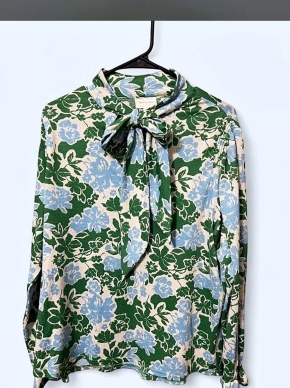 Melloday Floral Blouse in Green & Blue Size Large